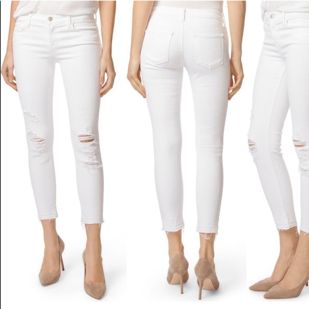 J Brand Demented White Mid Rise Crop Jeans 25
